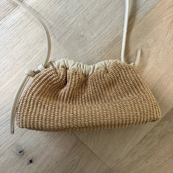 Mansur Gavriel Woven Straw Crossbody with Cream Trim - Picture 3 of 7